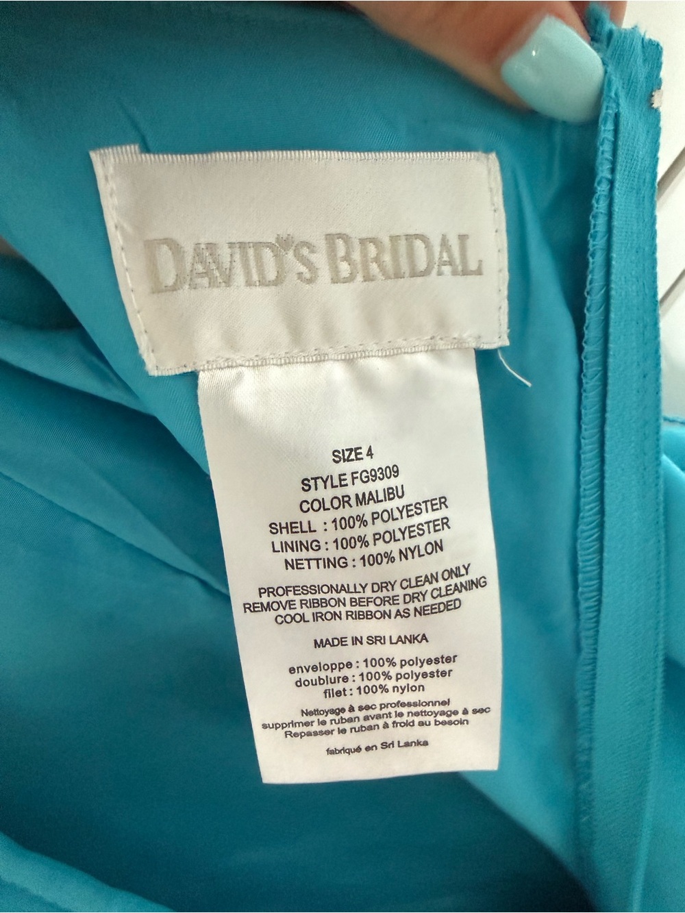 David's Bridal Turquoise Ruffle Tiered Spaghetti-Strap Kids Dress - Picture 4 of 4